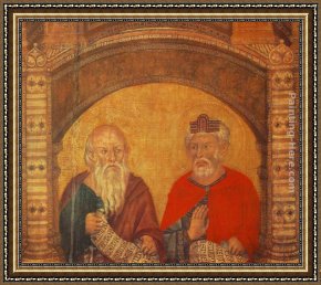 Giovanni Cimabue Framed Paintings - The Madonna in Majesty (Maestà) [detail #3] by Giovanni Cimabue